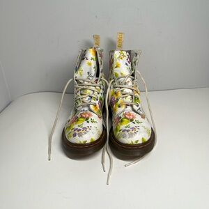 Dr Martens Floral Leather Lace Up Boots